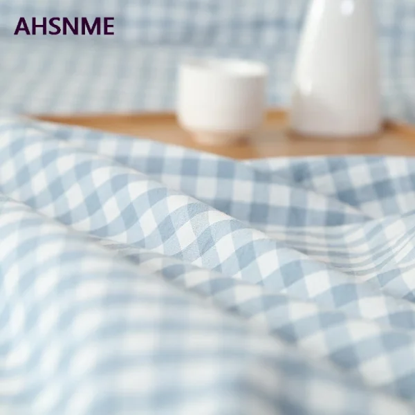 AHSNME 100% Cotton Nevresim Takimlari Super Soft parrure de lit Cool Summer Light Blue Super california king size bedding set - Image 4